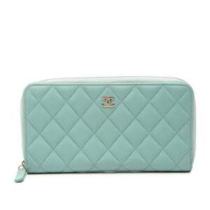 CHANEL Blue Caviar Leather Logo Wallet